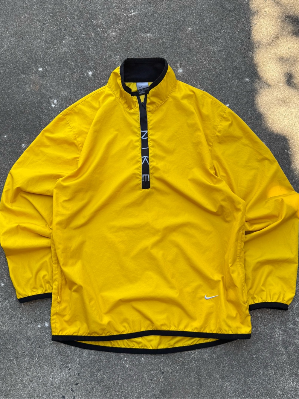 90s Nike Yellow Pullover Windbreaker with Black Trim